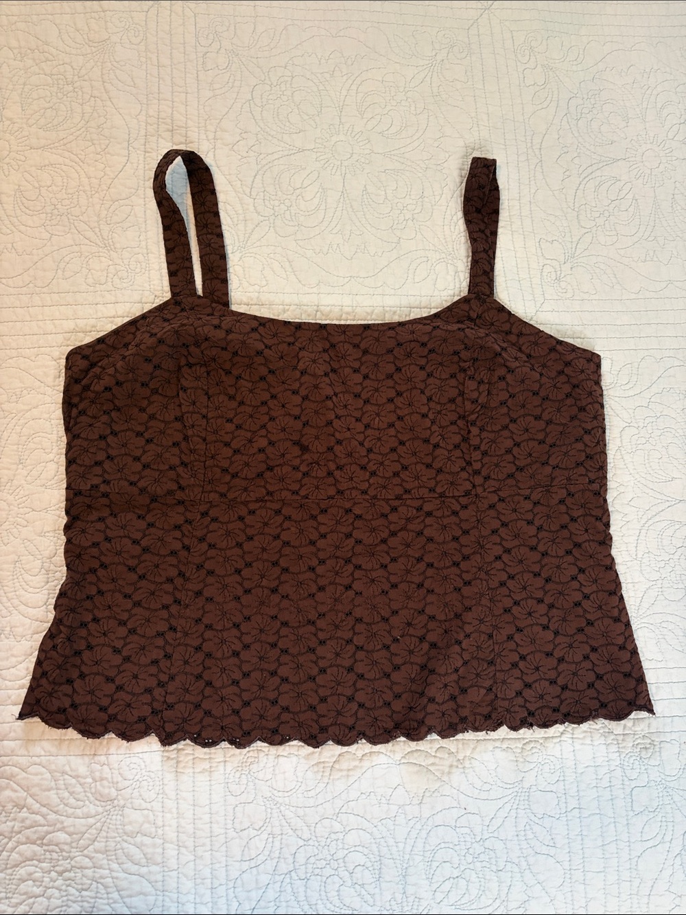 Cotton Floral Lace Brown Camisole Tank Top